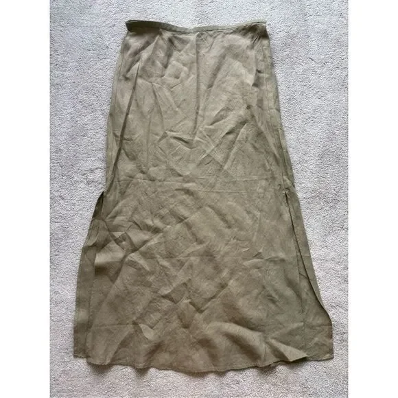 NWOT J Crew Gywneth linen slip skirt in green khaki, Med $118 A56 - Picture 3 of 8